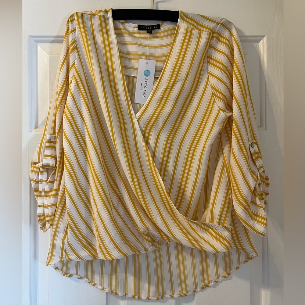 BNWT West Kei from Stitchfix yellow striped shirt